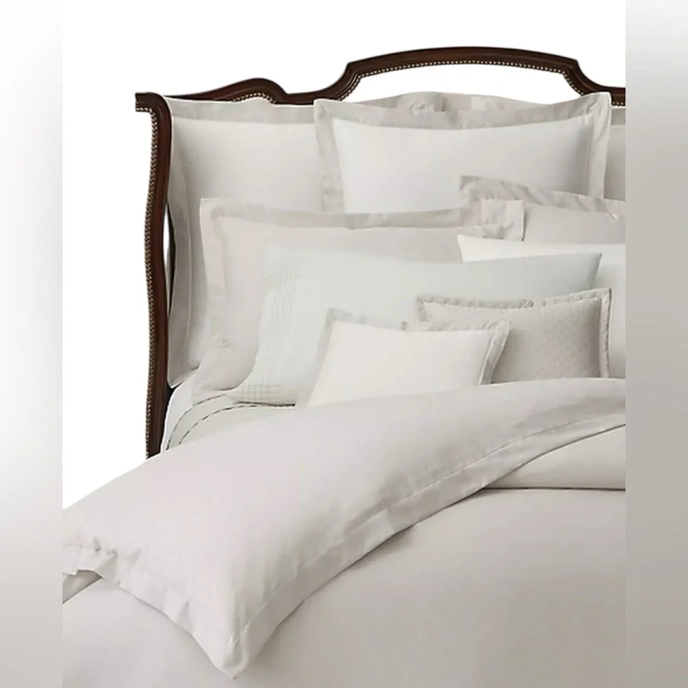 NWT Ralph Lauren Organic Cotton Lovan Jacquard Duvet Cover Queen Platinum $425